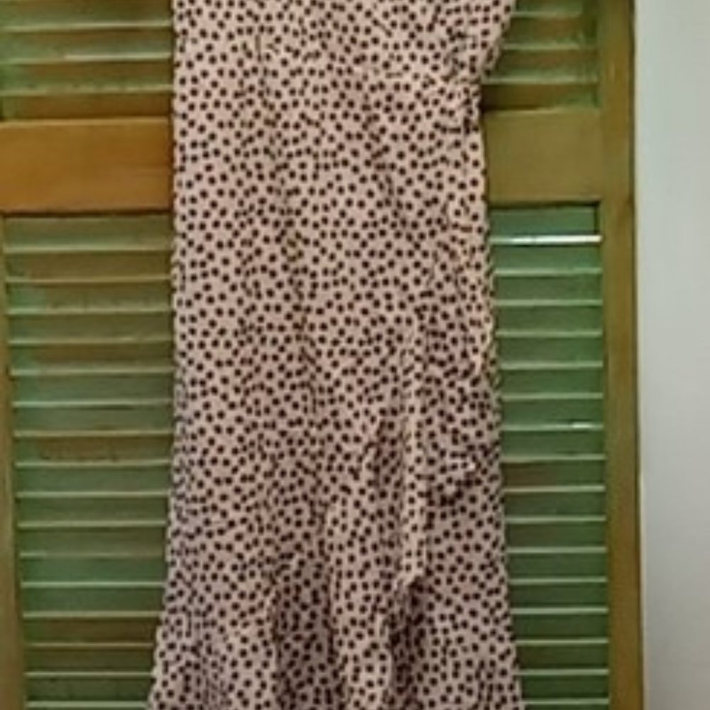 Aachoae white and black Polka Dot Frill Asymmetric wrap dress